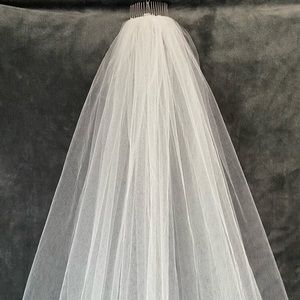 New Light Ivory Cathedral Veil with a Raw Edge & Metal Comb, 120 inches (10 ft)